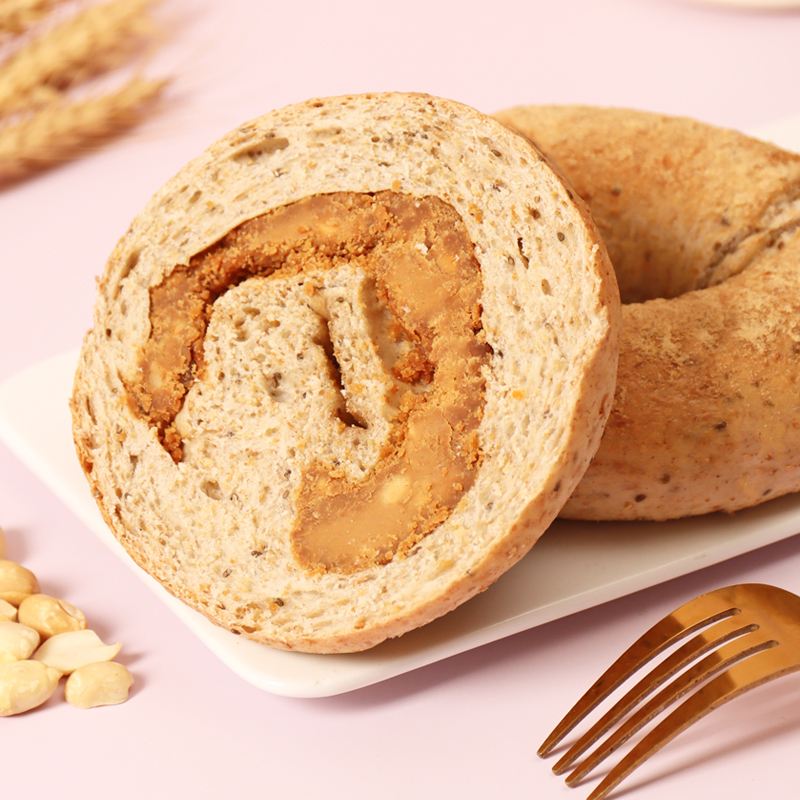【花生豆粉贝果】橡木盾全麦面包欧包粗粮手作饱腹代早餐健康清淡