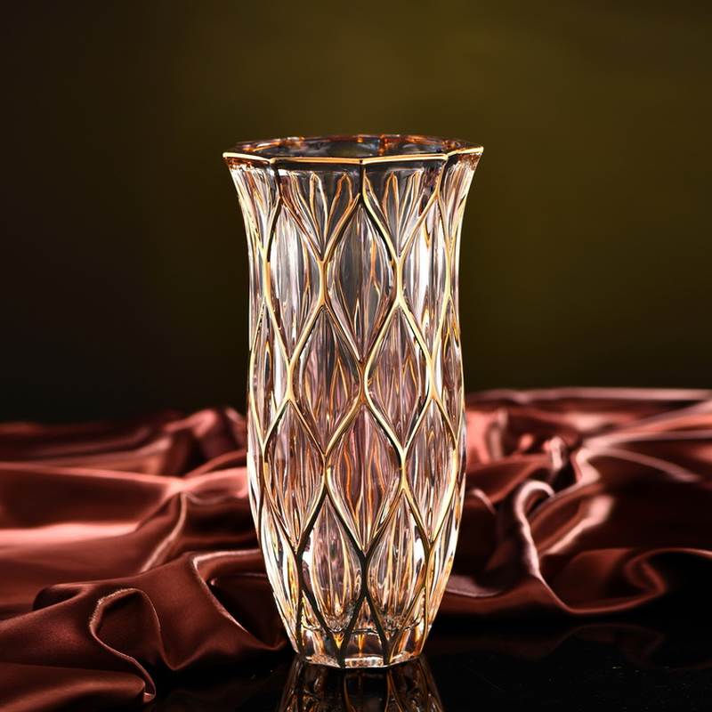 欧式水晶玻璃花瓶套装富贵竹百合插花水培花器落地大花瓶客厅摆件