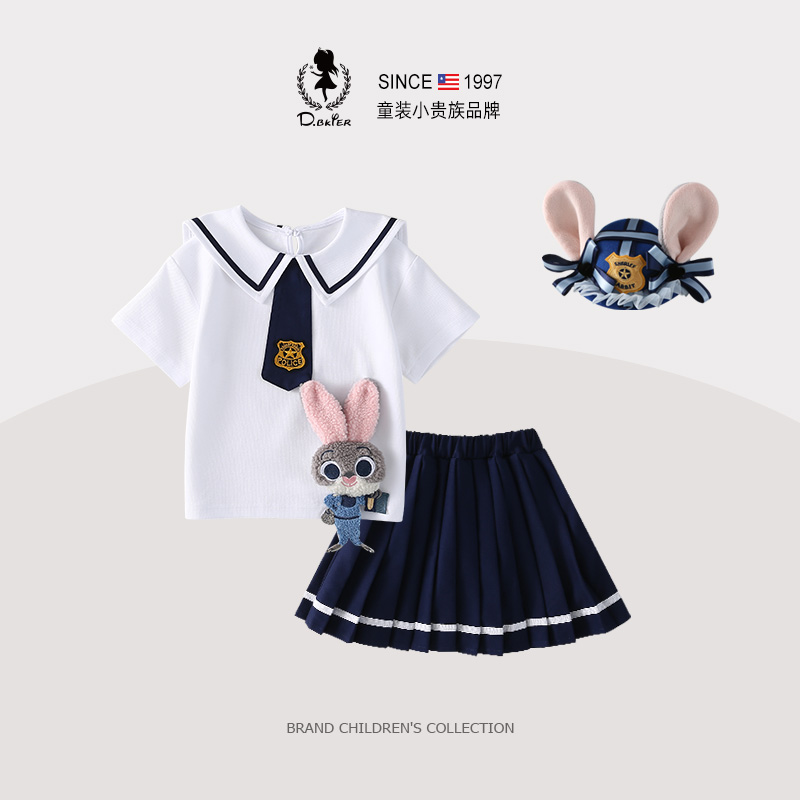 D.Bkyer原创女童学院JK套装新款夏儿童生日迪士尼朱迪警官兔裙子