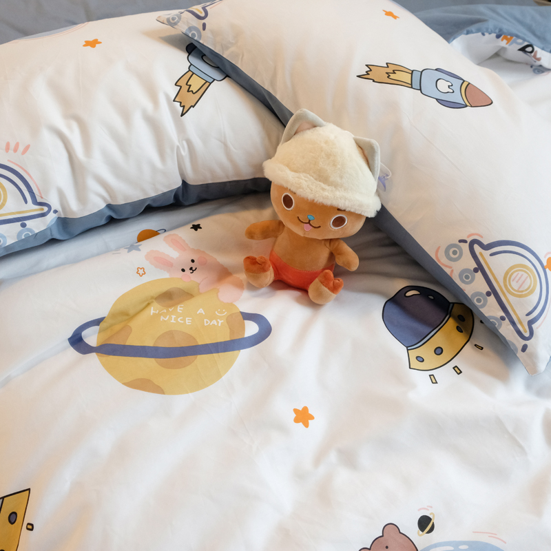 【富士商店】设计师款男孩子星球卡通全棉四件套可爱小清新纯棉床