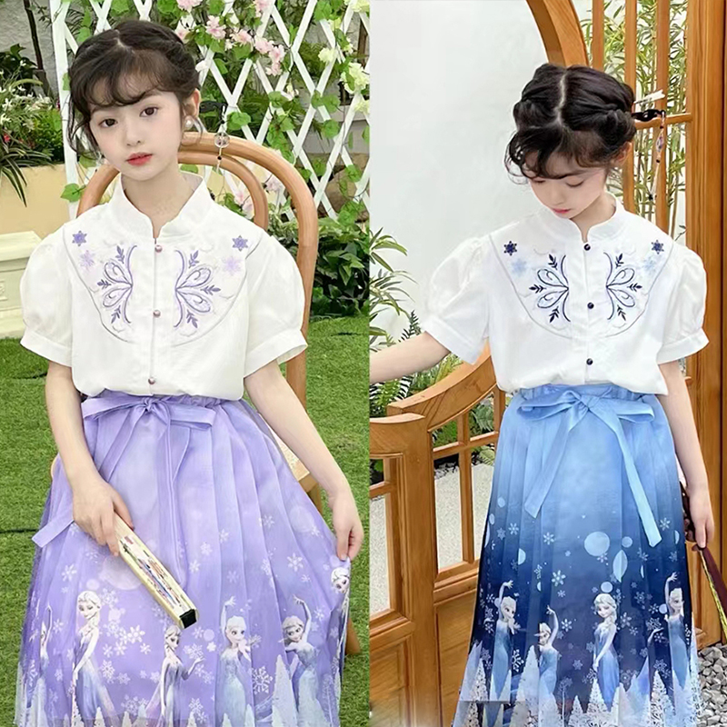 女童中国风古装汉服2024夏季新款改良民族风马面裙套装新中式唐装