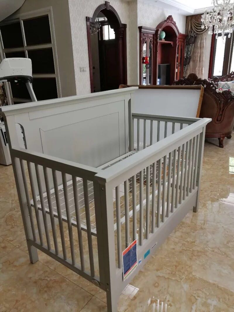 出口美国环保婴儿床带尿布台进口实木多功能儿童床宝宝床转成人床
