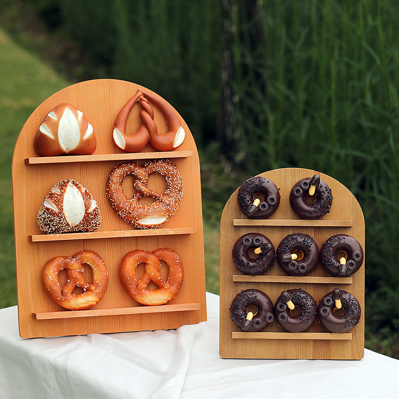 圆拱形木质点心架 甜品台蛋糕架摆件森系婚礼饼干架 甜甜圈展示架