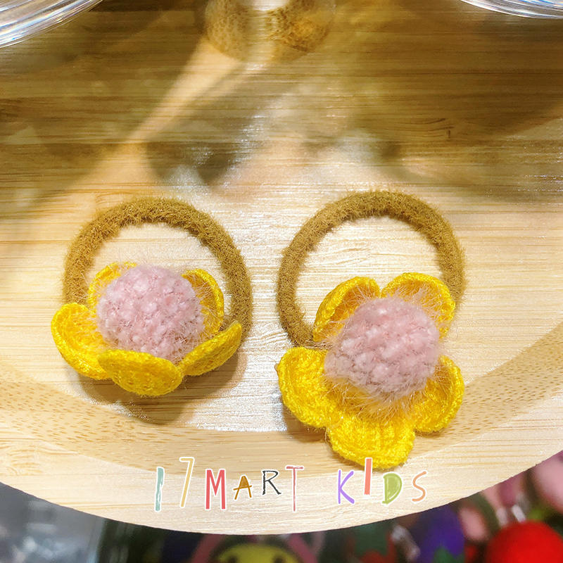 韩国代购bebeprince毛毡球针织花朵发圈可爱甜美儿童皮筋扎头绳