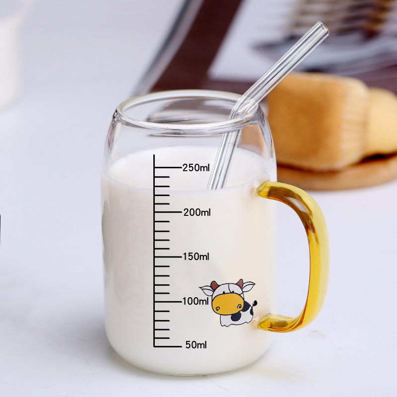 儿童牛奶杯带刻度早餐家用冲喝奶粉专用豆浆酸奶水杯子微波炉加热