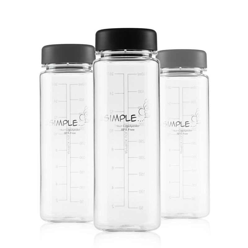 ASIMPLE透明随手杯便携女生带盖500ml夏天刻度塑料食品级高颜值