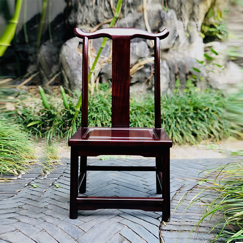 紫翔龙红木家用小官帽椅非洲酸枝木凳子靠背椅茶椅矮椅小灯挂椅