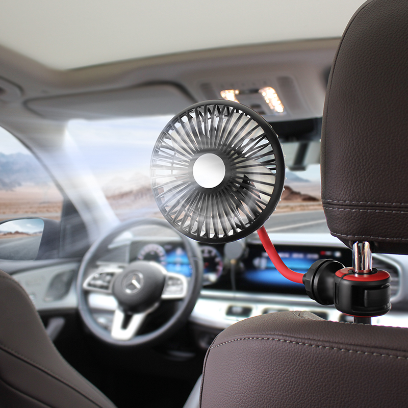 汽车后排专用风扇车内除热降温后座椅杆小电扇usb带长线软管360度
