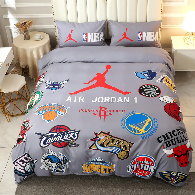 NBA篮球床上四件套库里被套科比纯棉男生宿舍床单被罩枕套三件套