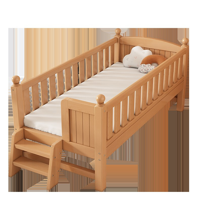 榉木拼接床婴儿加宽床边床大人可睡全实木带护栏宝宝平接床可定制