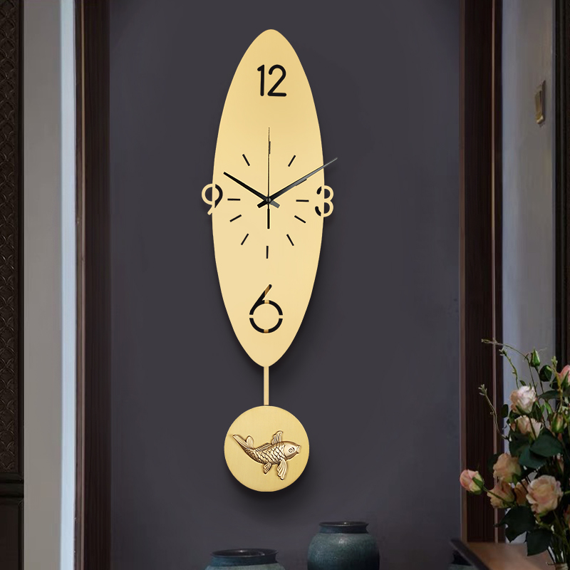 北欧钟表挂钟客厅时尚创意简约家用纯铜轻奢时钟艺术个性大气挂表