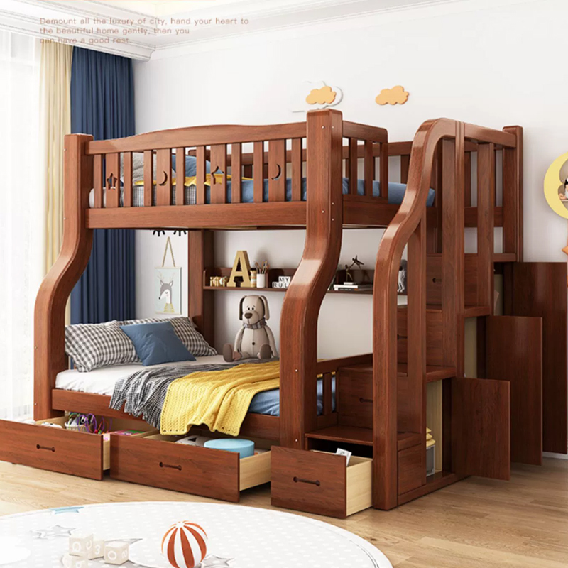 实木双层床两层上下床高低床双人床上下铺子母床多功能衣柜儿童床