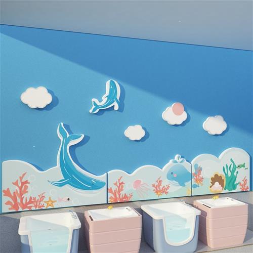 幼儿园海洋主题婴儿游泳馆浴室文化背景墙面装饰成品环境布置材料