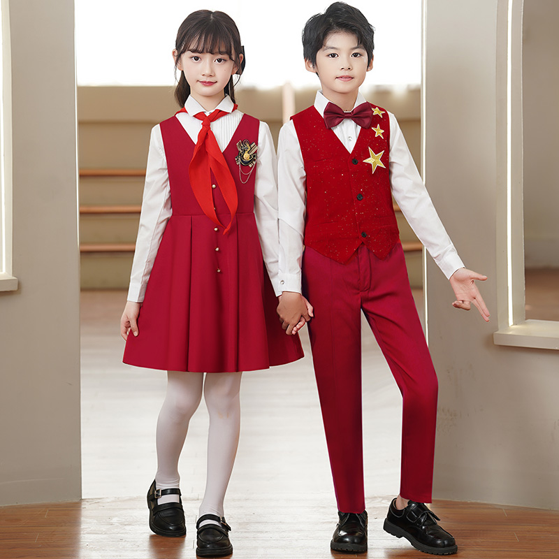 六一儿童合唱服演出服中小学生表演服装男女童红歌朗诵合唱团班服