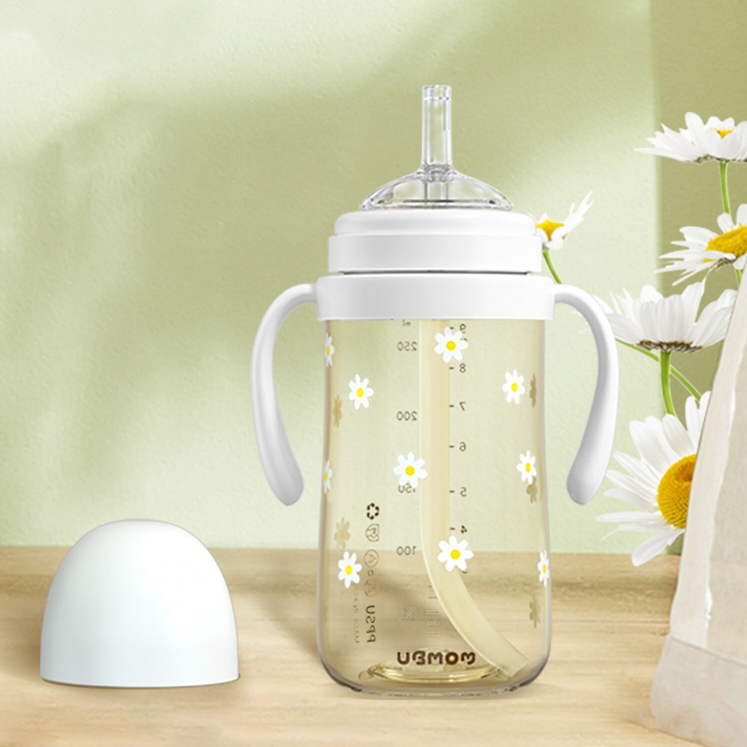 韩国ubmom吸管杯学饮杯6个月以上婴儿防呛吸管奶瓶1岁2岁儿童喝奶