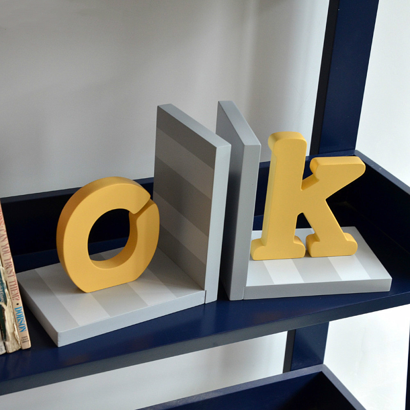 创意字母OK书挡摆件书靠家居装饰品书架书房书立儿童卧室桌面摆设