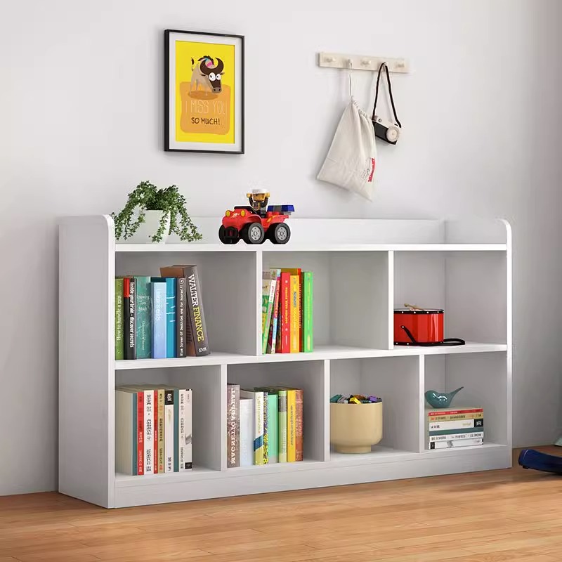白色实木书架儿童落地书柜自由组合格子柜简易置物架矮Y柜储物柜