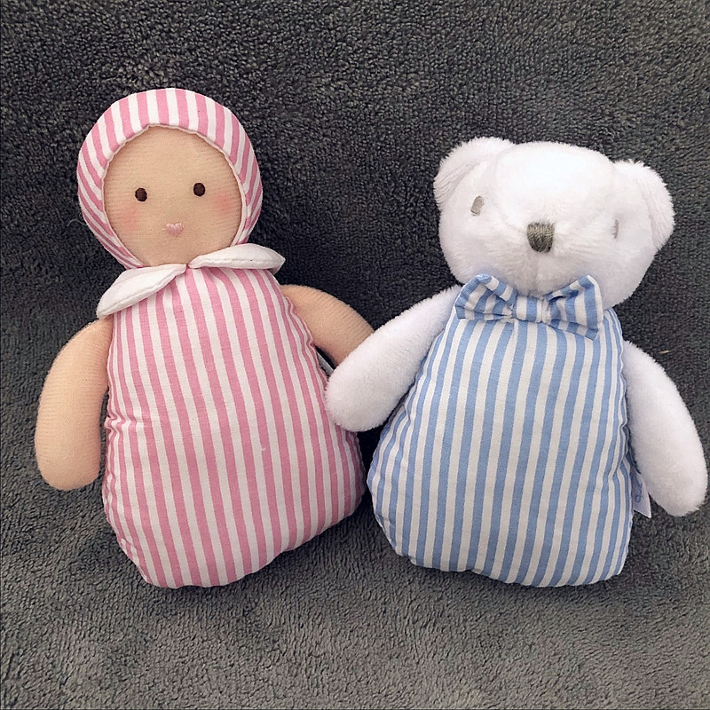 出法国老牌婴儿摇铃安抚玩偶小熊棉布娃娃0-3-6-12个月宝宝练抓握