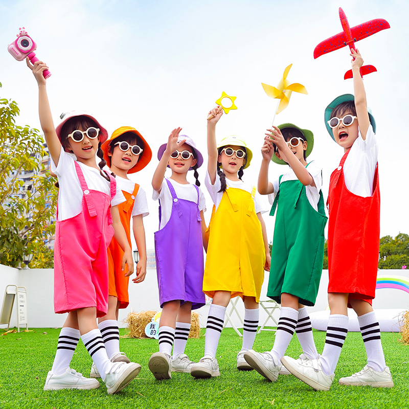 儿童糖果色秋表演服装小学生运动会开幕式班服幼儿园啦啦队演出服