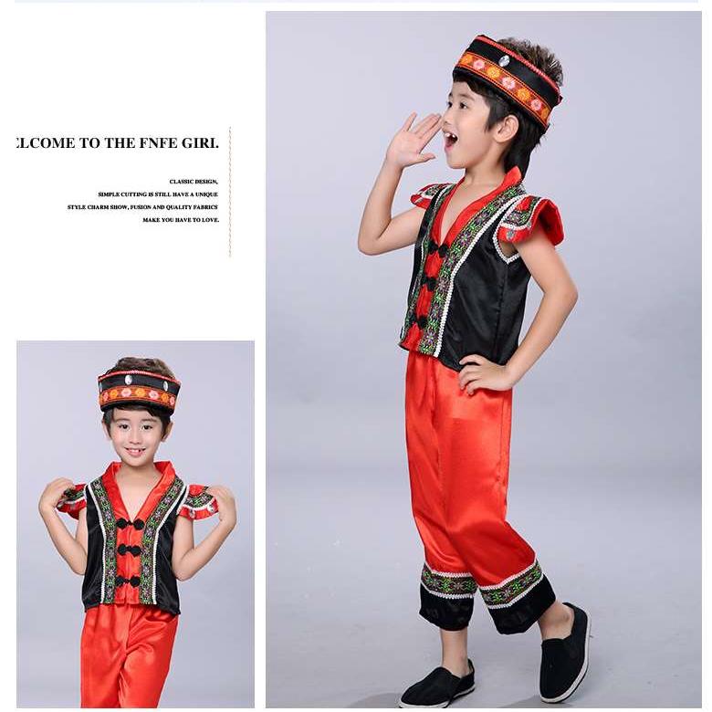 高档儿童广西少数民族表演服女童苗族演出服装壮族彝族侗族土家族