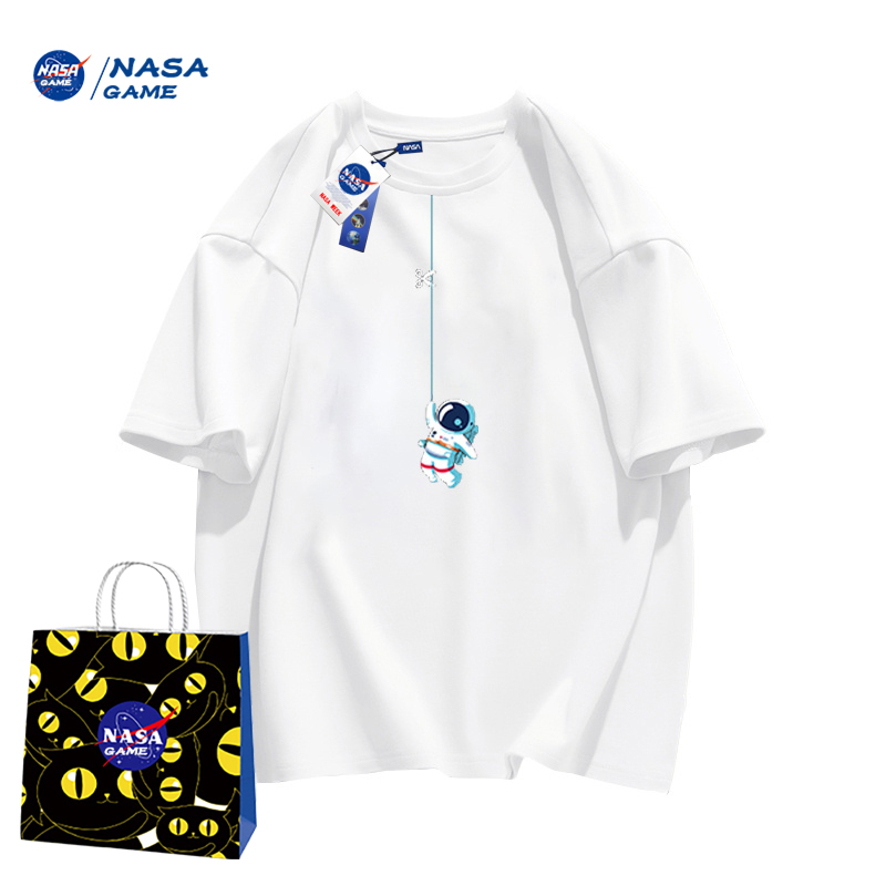 NASA GAME官网联名款新品2024纯棉短袖t恤男女儿童潮牌T恤童装