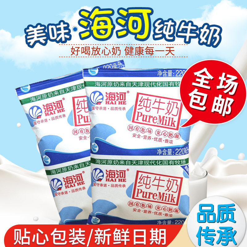 天津海河纯牛奶乳制品牛奶整箱220*16网红牛奶抖音包邮袋装