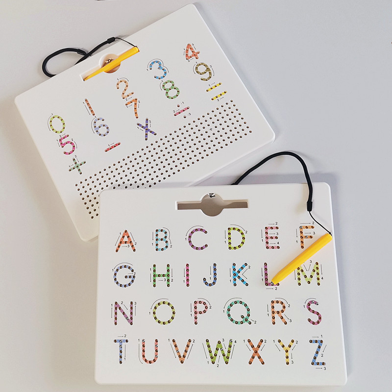 儿童早教双面磁性钢珠写字板大小写字母数字练习画板启蒙益智玩具