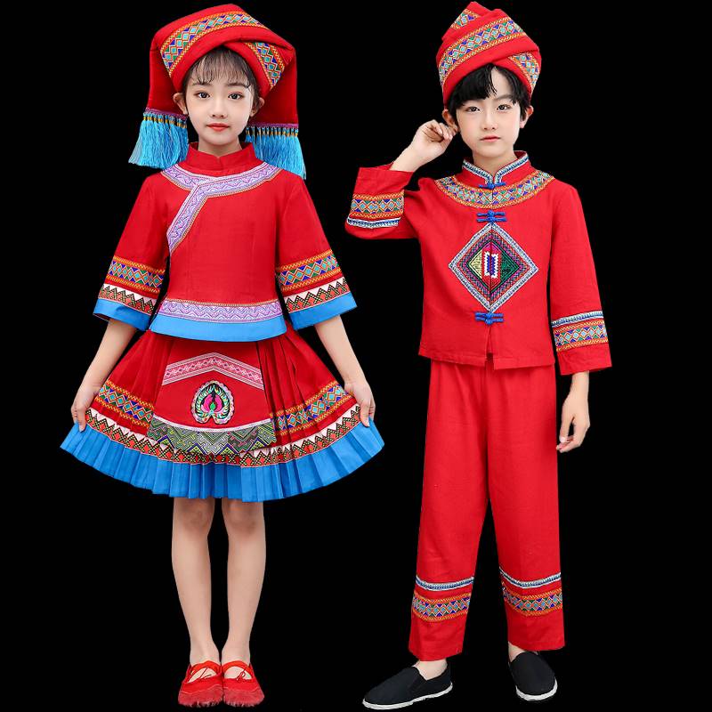 三月三壮服儿童歌圩节少数民族表演服饰男童女童演出服装广西壮族