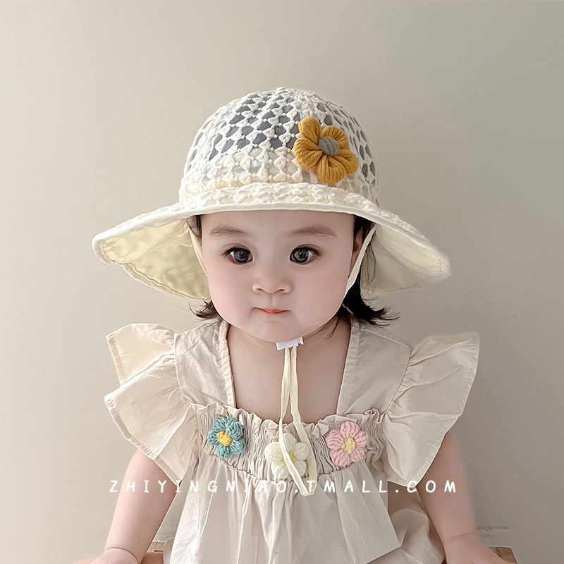 宝宝帽子夏季遮阳防晒帽婴儿可爱超萌男童女童薄款儿童大檐太阳帽