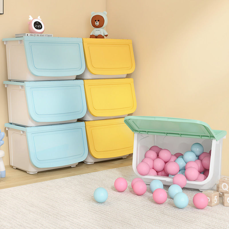 斜口收纳箱式玩具多层储物箱落地置物架家用整理箱塑料大号收纳柜