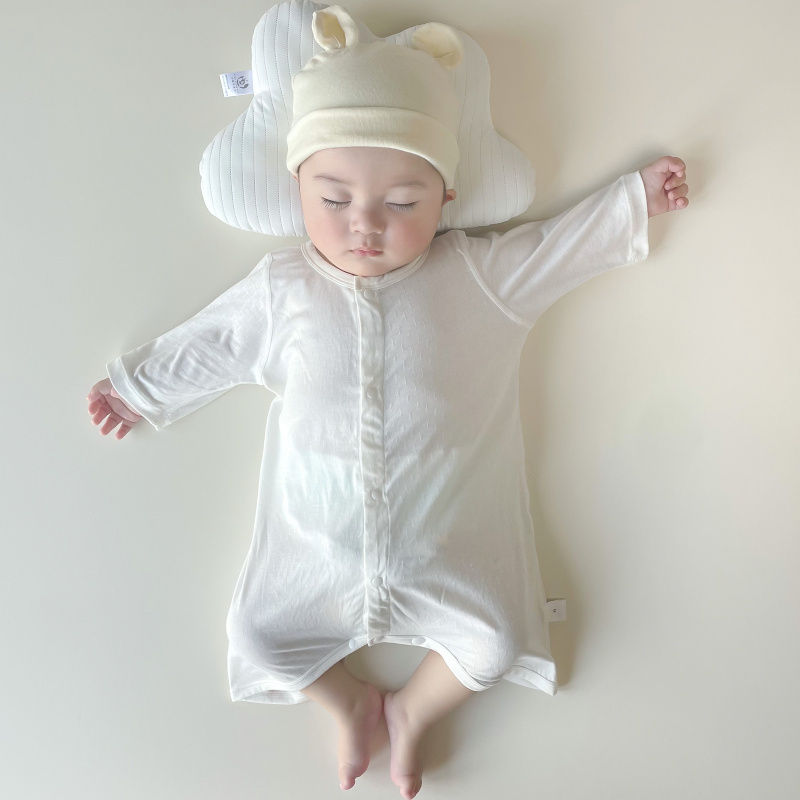 婴儿宽松睡衣宝宝空调房睡衣婴幼儿空调服连体睡衣女男童夏季纯棉