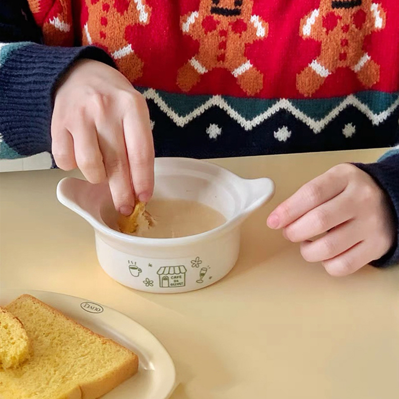 韩式咖啡屋双耳家用烤碗蒸蛋盅沙拉碗焗饭酸奶早餐碗宝宝辅食碗