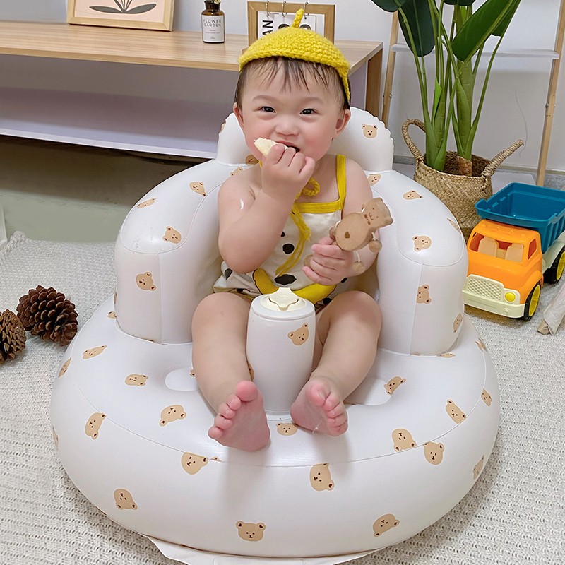 宝宝学坐椅充气沙发婴儿学坐神器儿童训练座椅多功能家用防摔餐椅