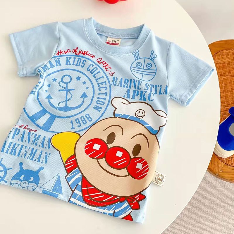 夏季童装半袖卡通面包超人男女童宝宝圆领短袖T恤洋气上衣