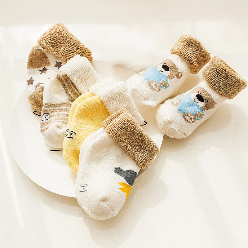 婴儿袜子秋冬纯棉加厚初生宝宝男女儿童新生儿1-3岁0-3-6-12个月