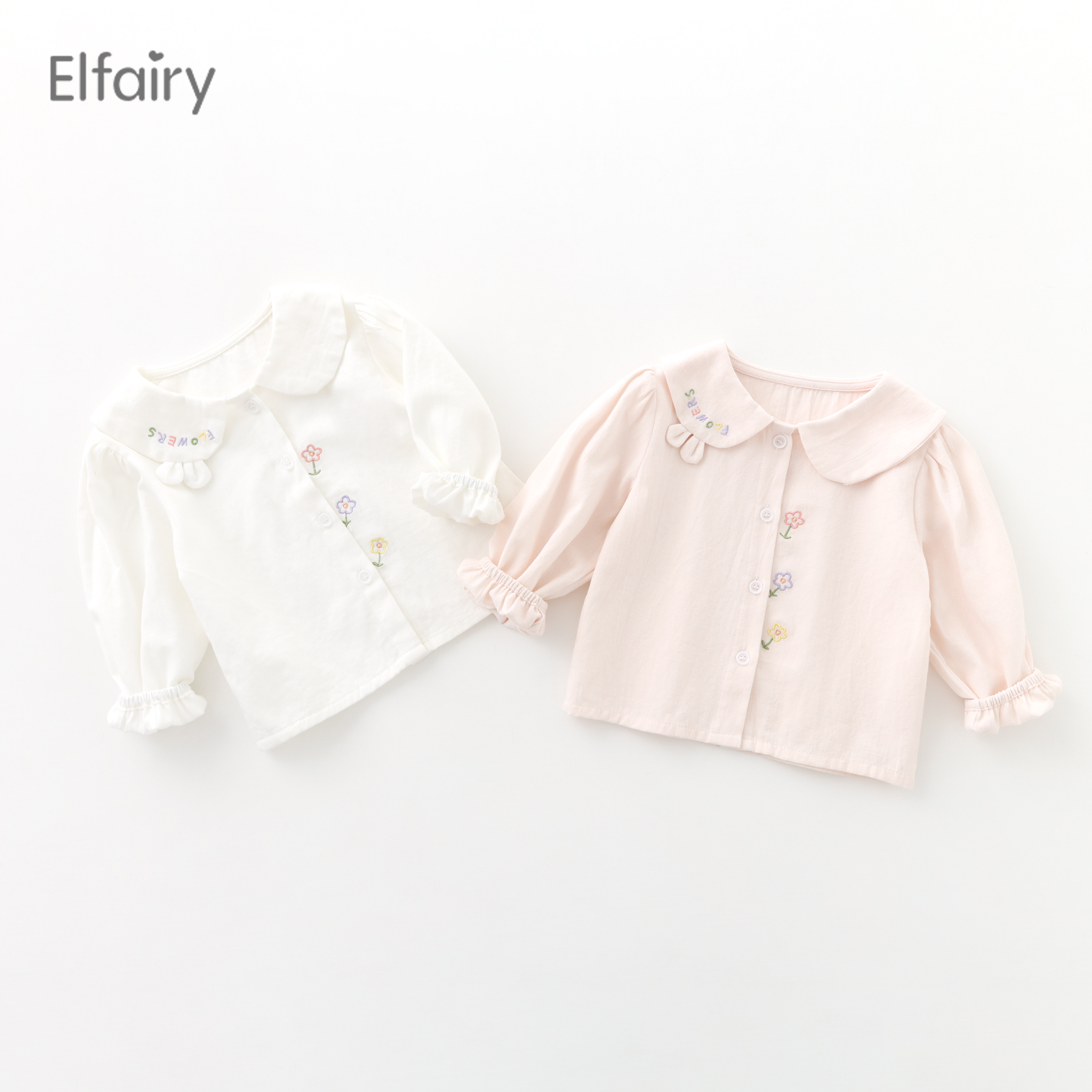 Elfairy女童可爱衬衣宝宝春装婴儿衣服春秋儿童衬衫长袖上衣纯棉