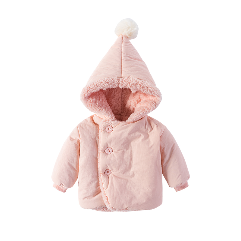 定制婴儿外套加绒加厚保暖外出百天周岁女宝宝衣服秋冬装超萌可爱
