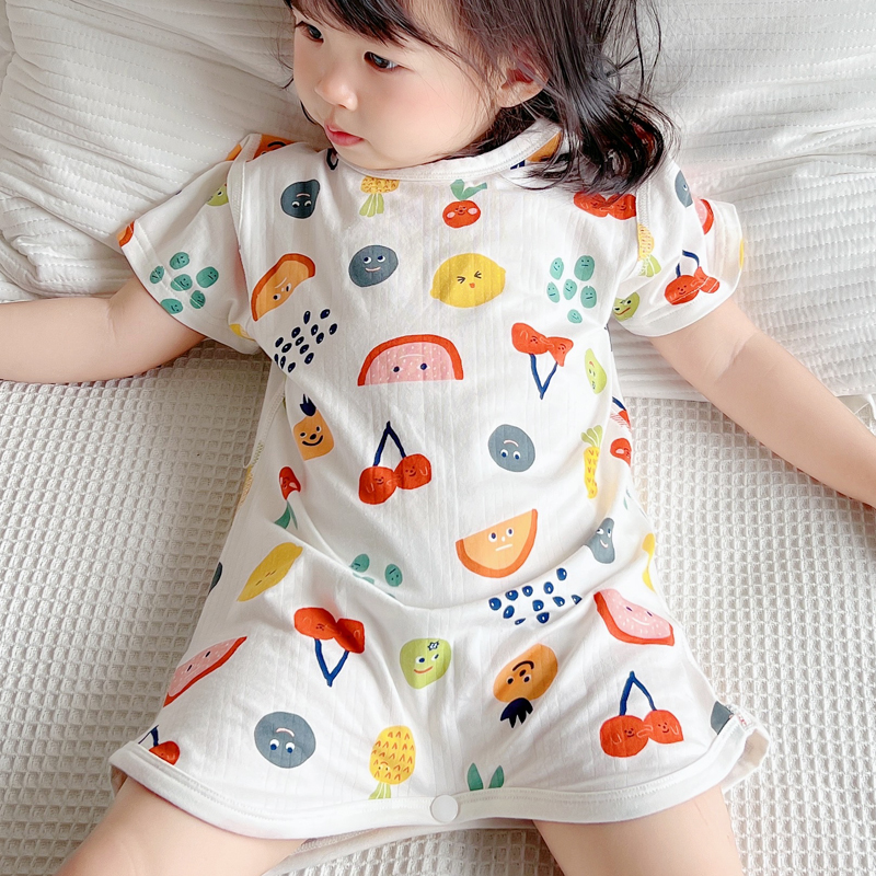 宝宝莫代尔连体薄款夏季短袖睡袋婴儿睡袍儿童睡衣男童女童空调服