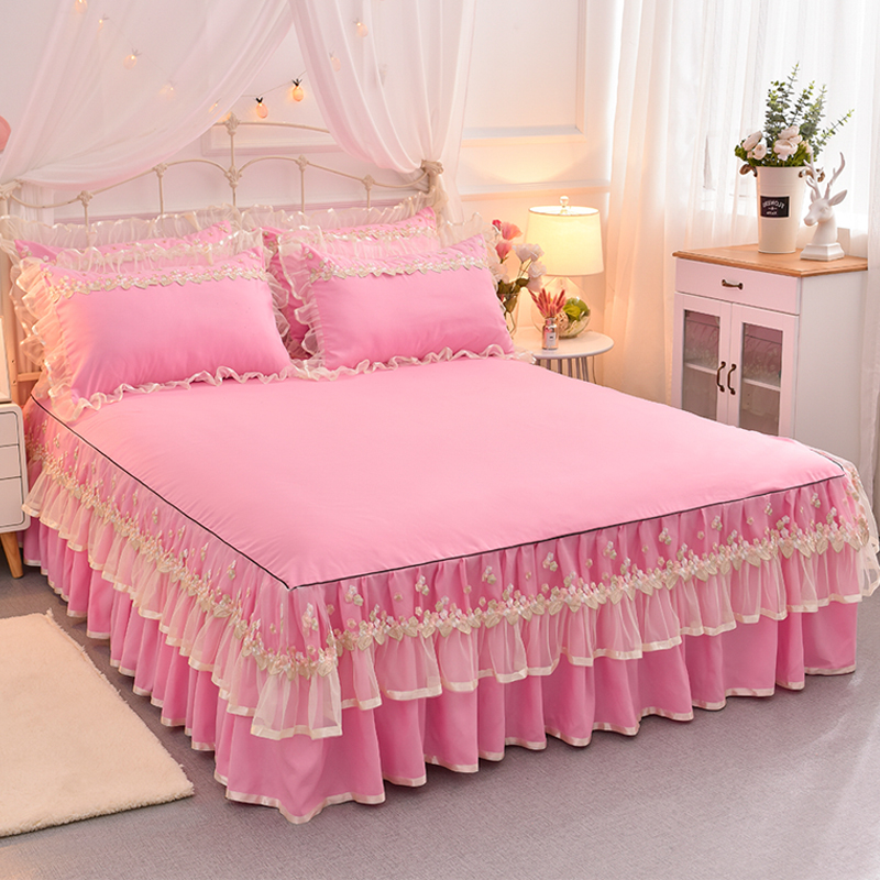 韩版蕾丝床裙单件公主席梦思床罩床套1.81.5米加厚床垫防滑保护套