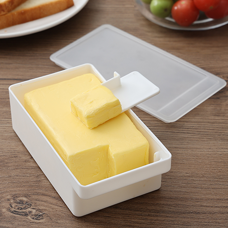 日式黄油切割储存盒冰箱带盖奶酪芝士收纳保鲜盒牛油切块器