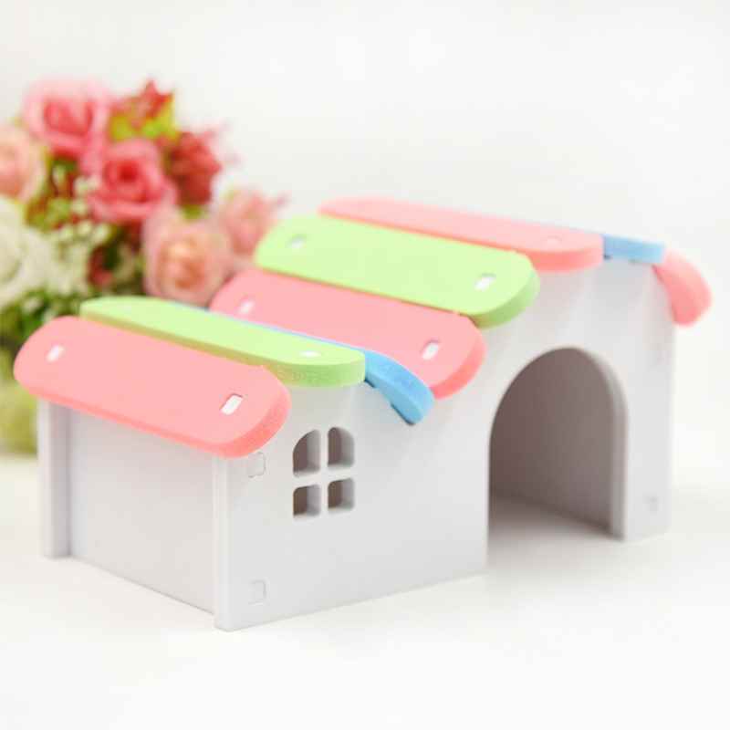速发Wood Hamster Hideout DIY House Nest Play Hut Colorful Ro
