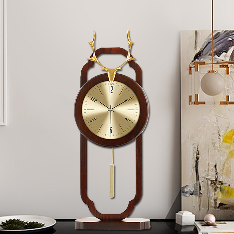 新中式时尚座钟桌面创意个性摆台式钟表客厅台钟家用时钟轻奢摆件
