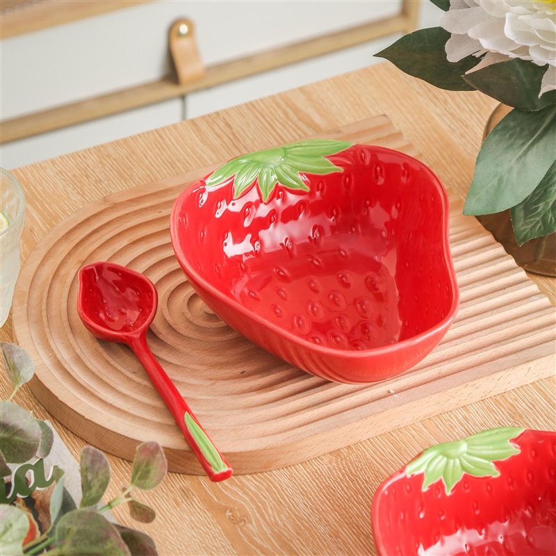 大红草莓系列可爱少女心网红高颜值6.5英寸异形汤碗甜品碗沙拉碗