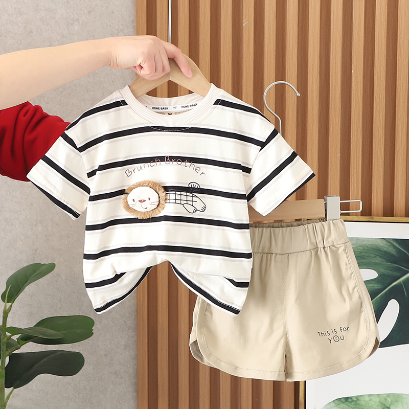 婴儿衣服夏季薄款帅气休闲纯棉短袖分体8套装9个月一岁男宝宝夏装