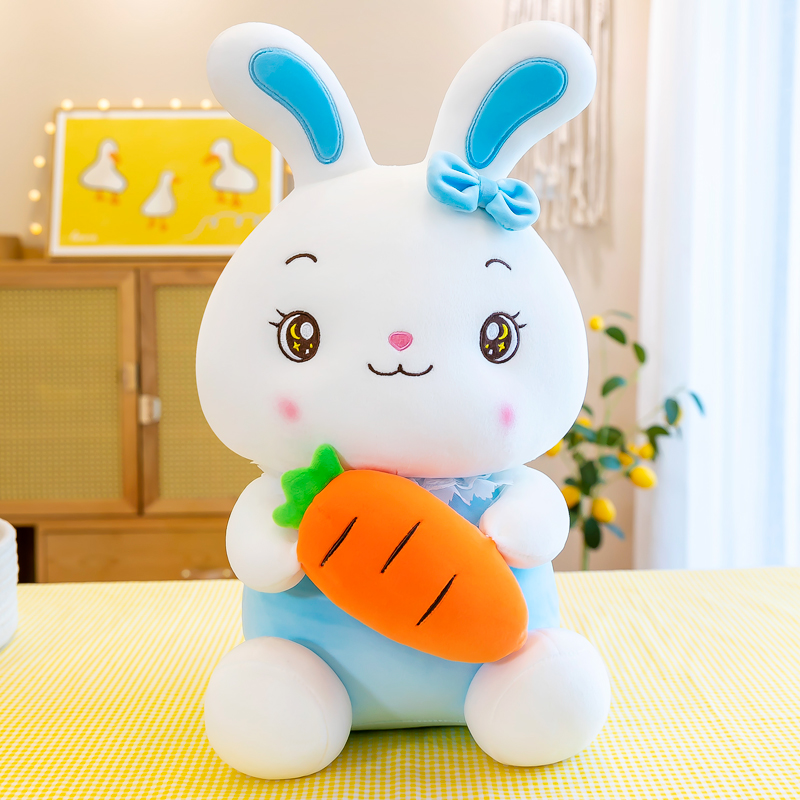 高档抱着胡萝卜兔子公仔毛绒玩具压床布娃娃玩偶小白兔抱枕生日礼