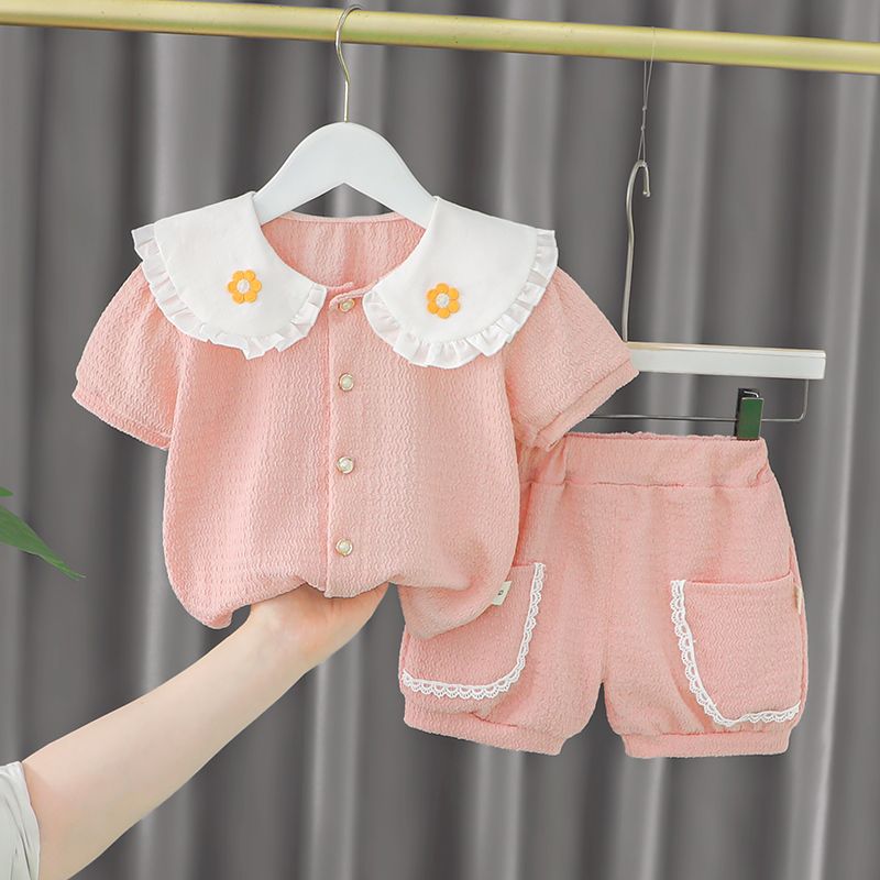 巴拉巴柆女童套装夏季2024新款儿童衣服小孩婴儿韩范童装时髦洋气