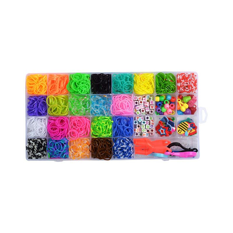 32格彩虹橡皮筋彩色手工DIY编织器益智儿童玩具编织手链盒子套装