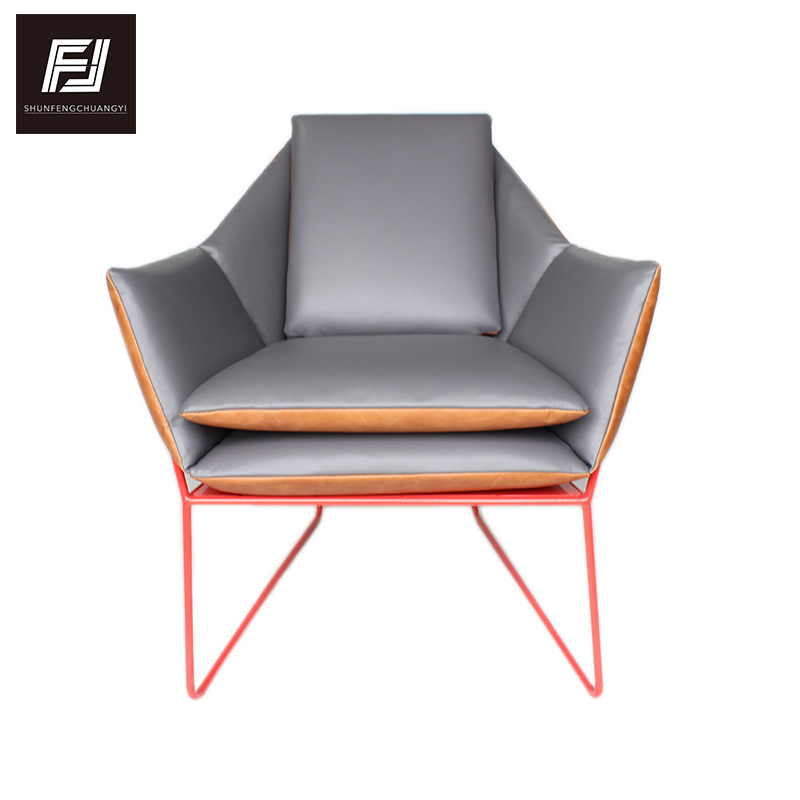 欧美设计师铁艺拆洗休闲布艺椅创意简约纽约椅休闲真皮单人沙发椅