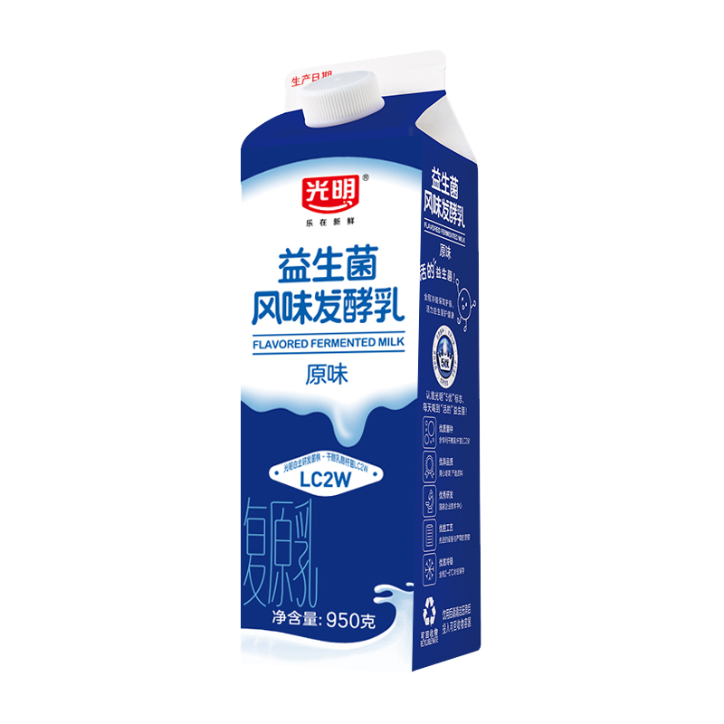 光明原味酸奶950g*2盒益生菌发酵乳营养健康儿童学生低温屋顶包