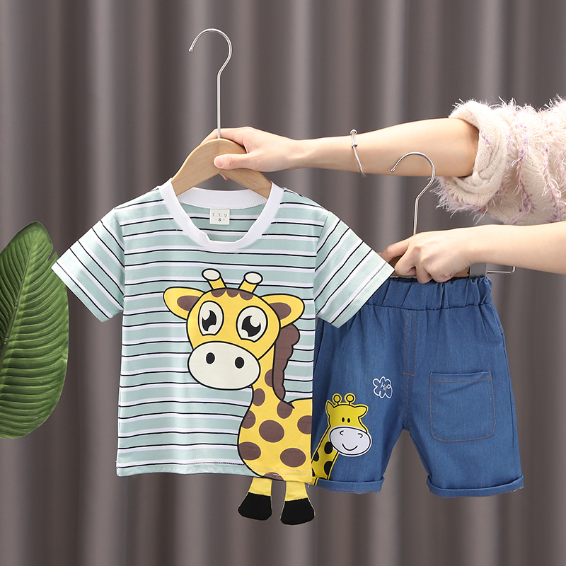 宝宝夏装男0-1-2-3岁韩版衣服纯棉女童套装短袖夏季婴儿童装潮衣